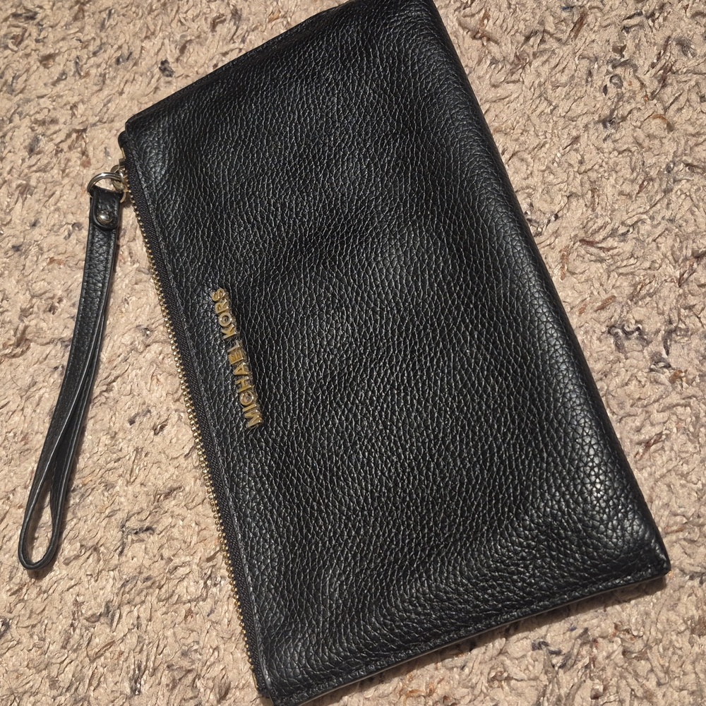 Michael Kors Black Pebbled Leather Wristlet